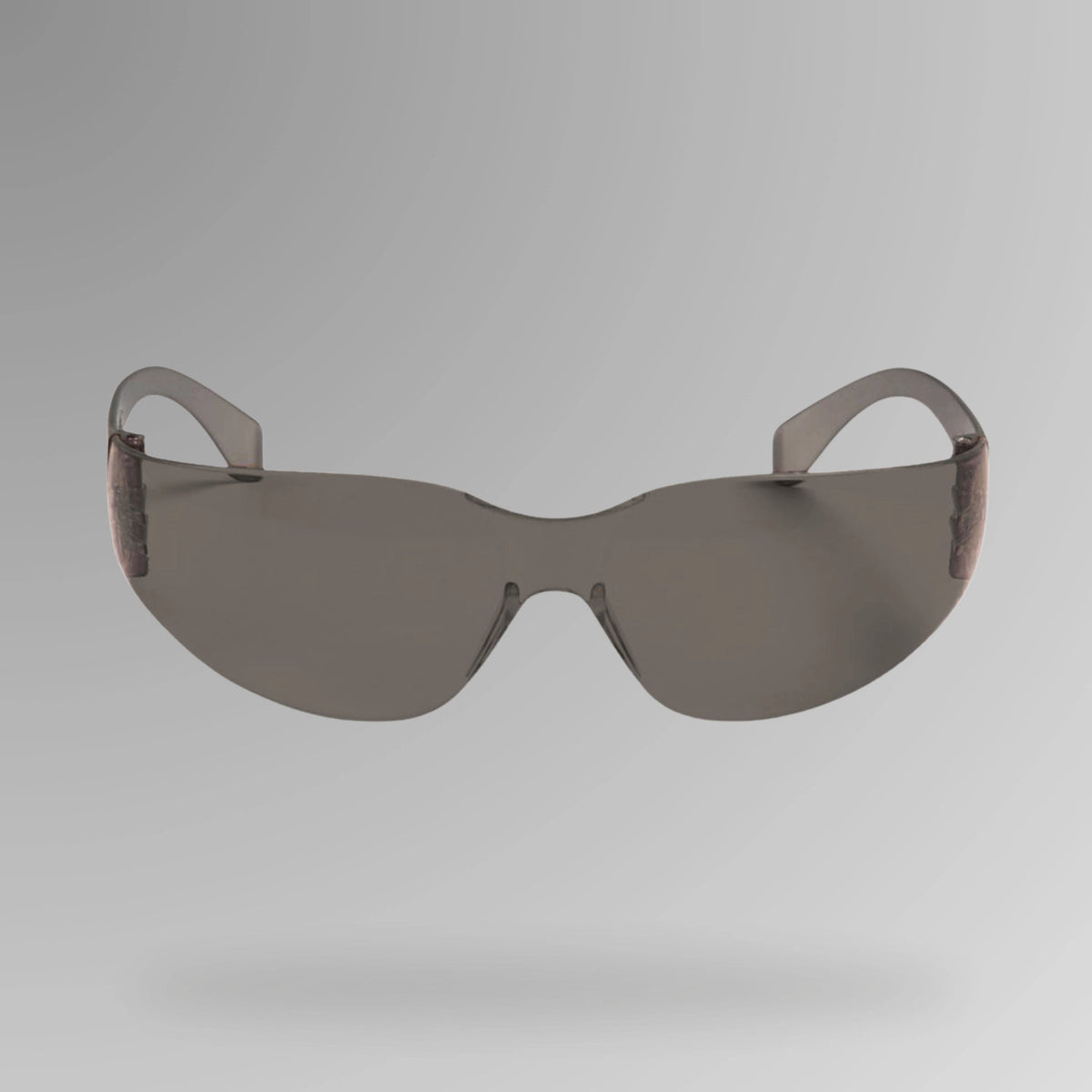 JB's Power Spec Smoke Lens Safety Glasses shown upright with tinted high contour lens and Brute Safety Products branding