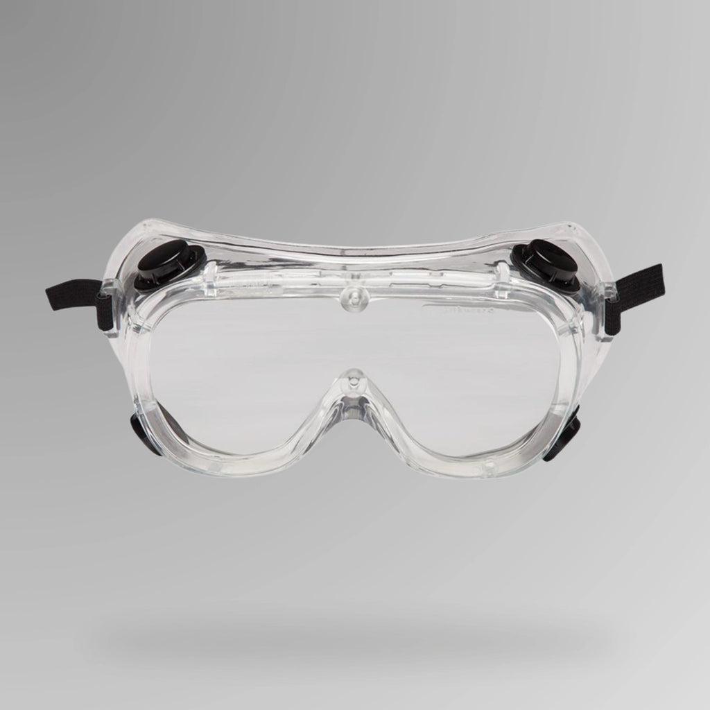 JB's Vented Goggle 1 pack shown upright with anti scratch lens and Brute Safety Products branding