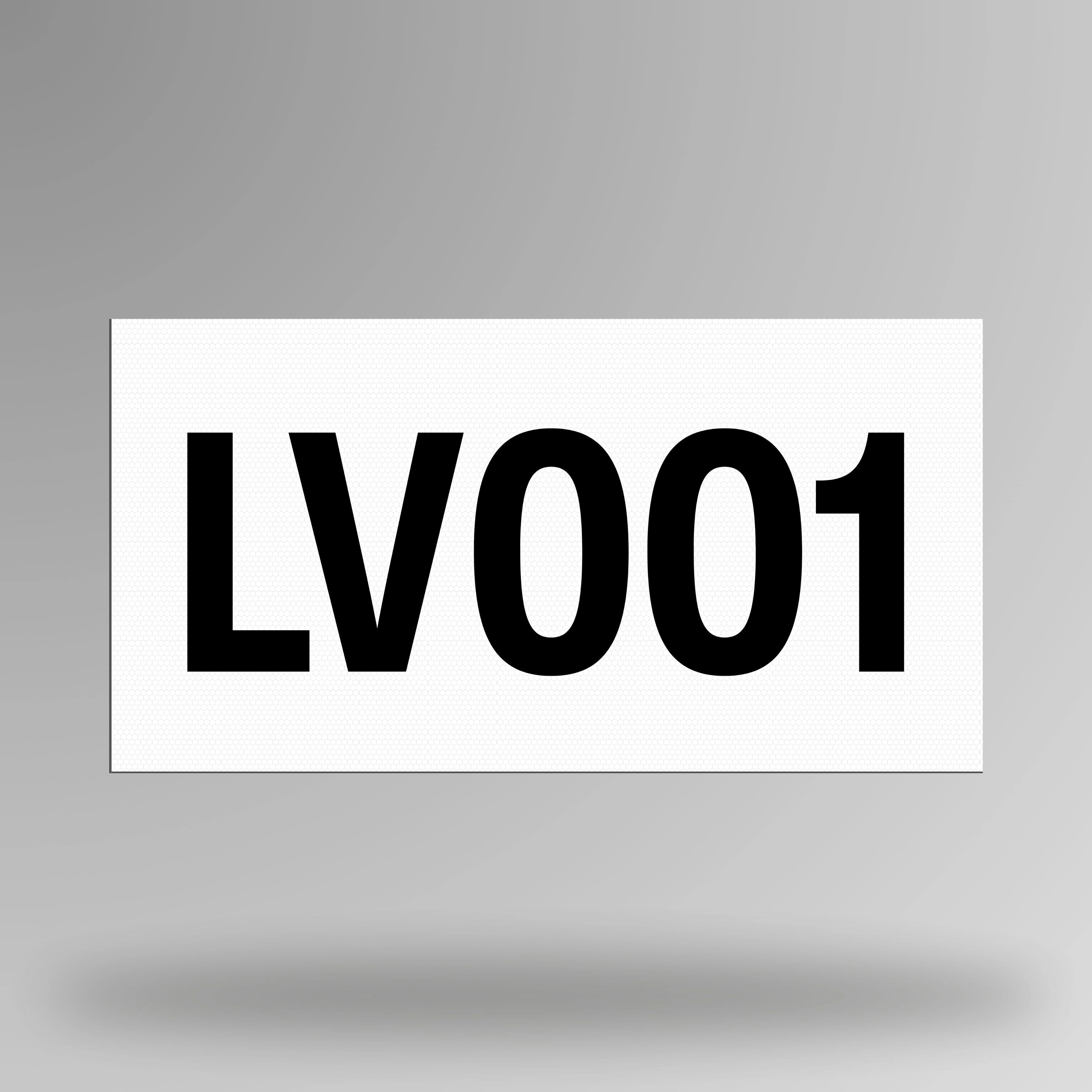 White reflective magnetic asset decal displayed upright showing bold black printed asset number and magnetic backing